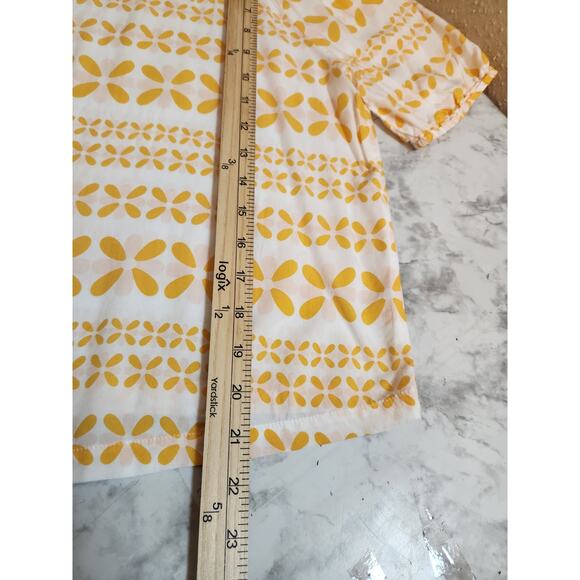 LOFT Outlet Women’s Yellow White Rayon Crew Neck Floral Geometric Blouse Size S - Picture 6 of 6